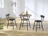 3-Piece Bar Table Set,Round Height Table and PU Upholstered Stools with Backrest, Industrial 49003500