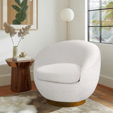 Shearling Sherpa Swivel Chair with Wood Base B035P262681