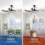 ZUN Contemporary LED Retractable Ceiling Fan with Light and Remote Control, Quiet Reversible Motor,4 W1340P184909