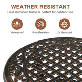 Cast Aluminum Outdoor Side Table, Anti-Rust Outdoor Round End Table, Patio Coffee Bistro Table for 65174540