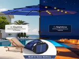 10 FT 3-Layer Solar Patio Umbrella, 32 LED Lights Market Umbrella with Adjustable Tilt, 8-Rib 79057814