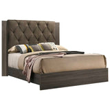 Contemporary 1pc King Size Bed Bedroom Furniture Tufted Design Headboard Rubberwood 1pc Bedframe B011P236789