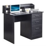 ZUN FCH 110*50*95cm Particleboard Paste Triamine Desktop Storage Layer Three Drawers Computer Desk Black 13565544