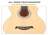 38 Inch Acoustic Guitar for Beginners, JF Body Shape, Basswood Folk Guitar in Natural Wood Color, 02541894