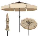 10 foot beige terrace umbrella with solar powered LED lights and multi-layered ventilated roof 63655933