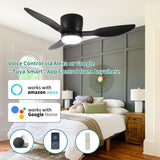 ZUN 42" Smart Flush Mount Fans with Lights Remote,Quiet DC Motor,Outdoor Indoor Low Profile W2352P204479