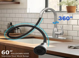 Kitchen Faucet with Pull Down Sprayer and 4 Spraying Modes Brushed Nickel Commercial 1 or 3 Hole 83119103