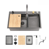 Kitchen Sink 30" x 22" Multifunctional Overmount Flying Rain Waterfall S304 Stainless Steel Handmade T3177P286040