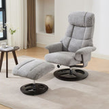 010-Ergonomic Recliner Chair with Ottoman, Modern 360&deg Swivel Lounge Chair with Footstool, Chenille W2636P262448