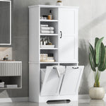 ZUN Bathroom Storage Cabinet with Doors and Drawers, Tilt-Out Laundry Hamper, Multiple Storage Space, WF530560AAK