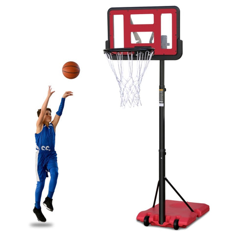 ZUN Use for Outdoor Height Adjustable 4.8 to 7.7ft Basketball Hoop 44 Inch Backboard Portable Basketball 58330131