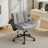 Cross Legged with Flip-Up Armrests Leather, Cross Legged Office on Wheels, Comfy Swivel 18513157
