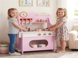Pink Wooden Toddler Play Kitchen with Sink & Accessories, Safe Gift for Kids 3 00113003