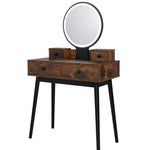 ZUN Vanity Set with Touch Screen Lighted Mirror, Makeup Table with Cushioned Stool, 4 Drawers, Rustic 43837694