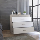 Melia Three Drawer Dresser, Superior Top, Metal Hardware -Light Gray / White B07092096