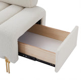 ZUN New design pull out storage compartment footstool sofa, teddy fabric material, solid wood frame, 47842113