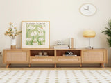 Rattan TV Stand for TVs up to 85'', Modern Farmhouse Media Console, Entertainment Center with Solid WF316678AAP