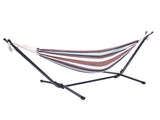 Professional Black & Silver Flowers Hammock Stand with Polyester Coffee Stripe Hammock 81064870