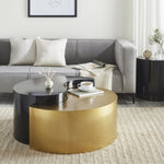 ZUN Ying Yang Modern & Contemporary Style 2PC Coffee Table Made with Iron Sheet Frame in Black & Gold B009140738