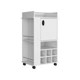 ZUN Fargo Bar Cart with Cabinet, 6 Built-in Wine Rack and Casters B070P188860