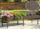 2-Section PE Rattan Raised Garden Bed, 29" Ergonomic Elevated Planter Box with Detachable Fabric 25197880