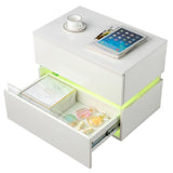 RGB LED Double Side Cabinet Bedside Table White 50895422