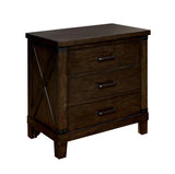Rustic Style Dark Walnut Finish 1pc Nightstand Bedroom Furniture Solid wood 3-Drawers bedside Table B011P156649