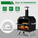 ZUN Outdoor Pizza Oven Wood Fired 2-Layer Pizza Ovens Outside Pizza Maker with Stone, Removable Cooking 87975879