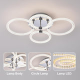 ZUN Modern LED Flush Mount Ceiling Light with Dimmable Remote Control, 6Rings Acrylic for Bedroom, 98567404