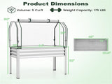 3-in-1 Metal Raised Garden Bed with Mini Greenhouse Cover, Elevated Planter Box - Silver 90410085