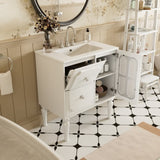 Retro Style 30'' Bathroom Vanity with Ceramic Sink Combo, Freestanding Single Vanity with 2 Drawers, N710P195635K