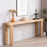 Rustic Natural Wood Console Table 77"Entryway Table with Modern Farmhouse Design Long Narrow W2729P270740