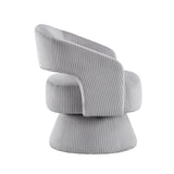 Modern Luxurious Swivel Accent Chair Gray Soft Corduroy Upholstery Plush Seating Solid Wood Stylish B011P256232