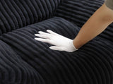 Giant Plush Bean Bag Chair for Adults with Armrests and Footstool -- Comfy Black Beanbag Chaise W1117P309394