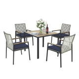All Weather 5-Piece Patio Dining Table Sets, Patio Conversation Set Acacia Wood Table Top with 52097006