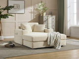 Corduroy Upholstered Chaise Lounge Sofa,Magazine bag,Detachable Cushions Deep Seat for Living W2120P322752