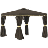 ZUN 10' x 10' Patio Gazebo, Aluminum Frame Double Roof Outdoor Gazebo Canopy Shelter with Netting & W2225142550