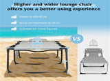 Oversized Patio Chaise Lounge, 27" Wide 4-Position Adjustable Backrest Folding Tanning Chair-Gray 69642871