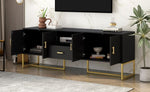 ZUN U-Can Modern TV Stand for TV up to 70 Inches,TV Cabinet with 1 Drawer, 2 Cabinets and Metal Legs, N724P198472B