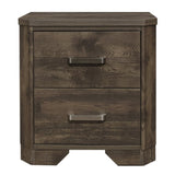 Rustic Brown Finish Nightstand with Storage Drawers Clipped Corners Transitional Style Wooden B011P186840