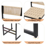 Set of 2 Woven Bar Stools with Backrest Paper Rope Weave Dining Chairs for Kitchen Island W1757P254843