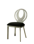 ZUN Contemporary Style Silver Metal Frame 2pc Dining Chairs Black Microfiber Seat Cushion Dining Room B011P232974