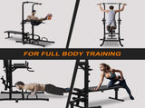 Power Tower Dip Station with Bench Pull Up Bar Stand Adjustable Height Heavy Duty Multi-Function 24611477