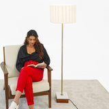 Minimalist Floor Lamp, Slim Standing Light with Neutral Shade for Contemporary Living Room & Bedroom B183P315095