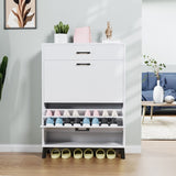 Shoe Storage Cabinet for Entryway, Free Standing Shoe Organizer with 2 Flip Drawers, Hidden Shoe 63092686