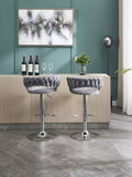 Set of 2 Bar Stools,with Chrome Footrest and Base Swivel Height Adjustable Mechanical Lifting Velvet W1249P247730