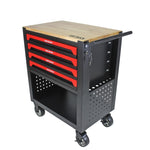 ZUN 4 DRAWERS MULTIFUNCTIONAL TOOL CART WITH TOOL SET AND WOODEN TOP 95379456