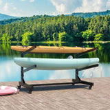 Freestanding Kayak Storage Rack Holds 2 Kayaks, Heavy-Duty Adjustable Stand with Lockable Wheels T2398P305829