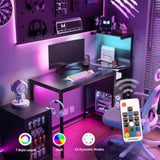 Computer Desk with Power Outlet & Storage Shelves, Study Writing Table with USB Ports Charging W578P191952