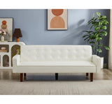 White Convertible Double Folding Room Sofa Bed, PU Leather, Tufted Buttons, Suitable for 15429988